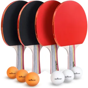 Table Tennis & Ping Pong Paddles And Balls Set, 4pk Table Tennis Paddles & 6