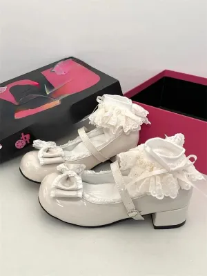 TAVIMART  -  Cute Sweet Bow Mary Jane Shoes Ladies Summer New Elegant Lolita Single Shoes Female Japanese Preppy Style Solid Fairy Shoes