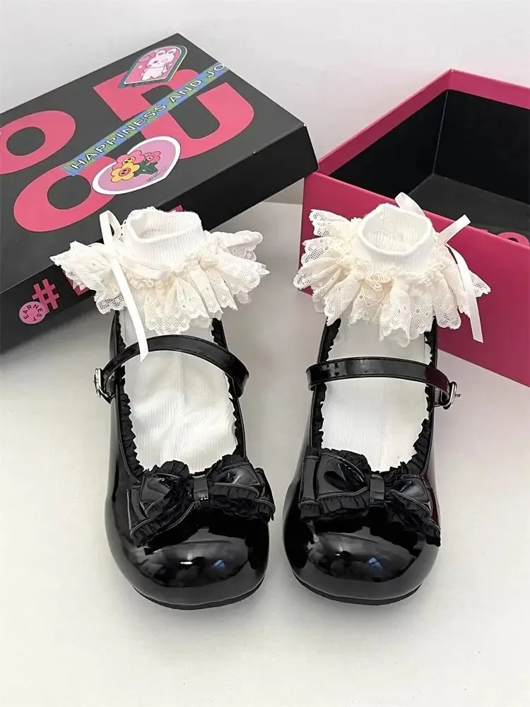 TAVIMART  -  Cute Sweet Bow Mary Jane Shoes Ladies Summer New Elegant Lolita Single Shoes Female Japanese Preppy Style Solid Fairy Shoes