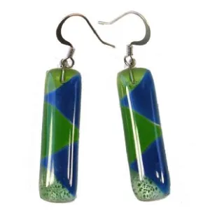 Teal and Lime Fused Glass Earrings Tili Glass