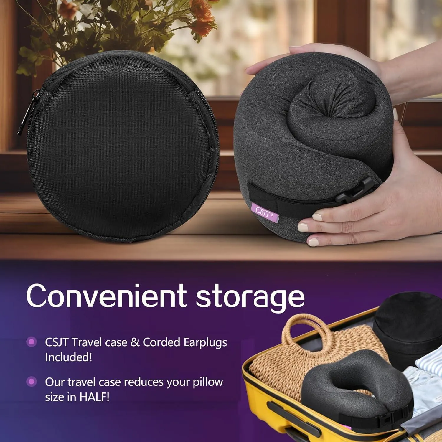 Travel Neck Pillow Compressed Memory Foam