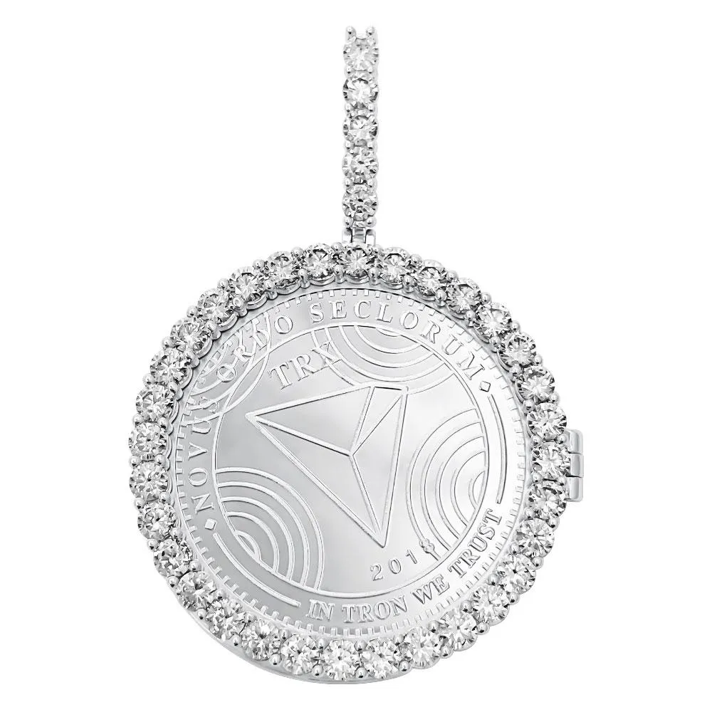 Tron TRX Coin Iced Out Frame Pendant