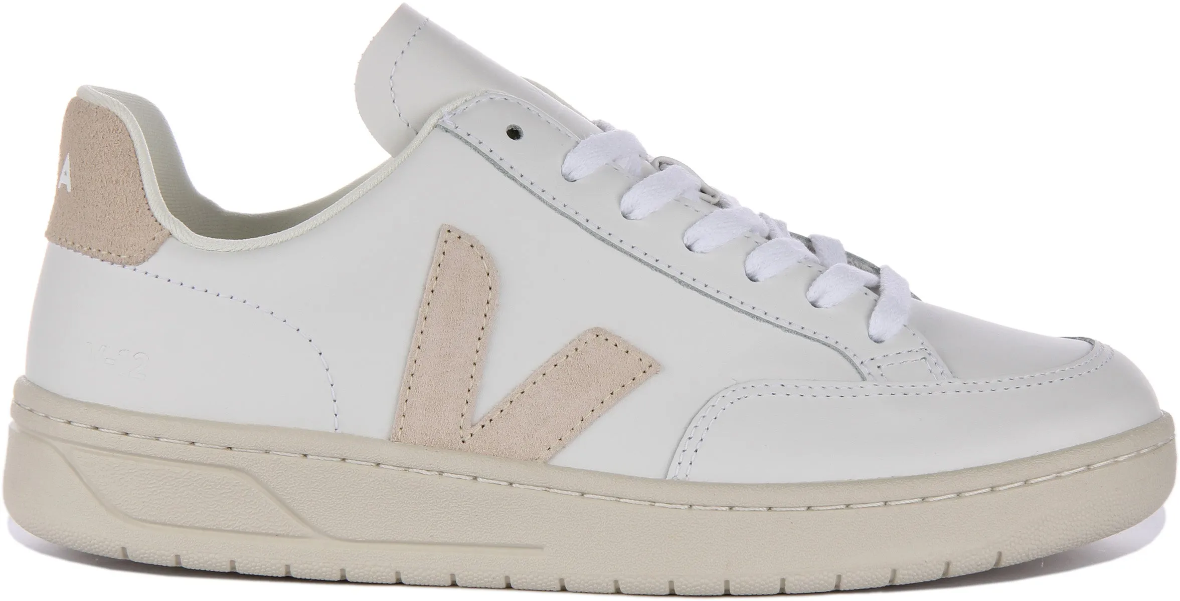 Veja V-12 Leather In White Beige For Men