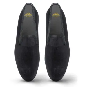 Velvet Loafer/Slipper Shoe Plain Black