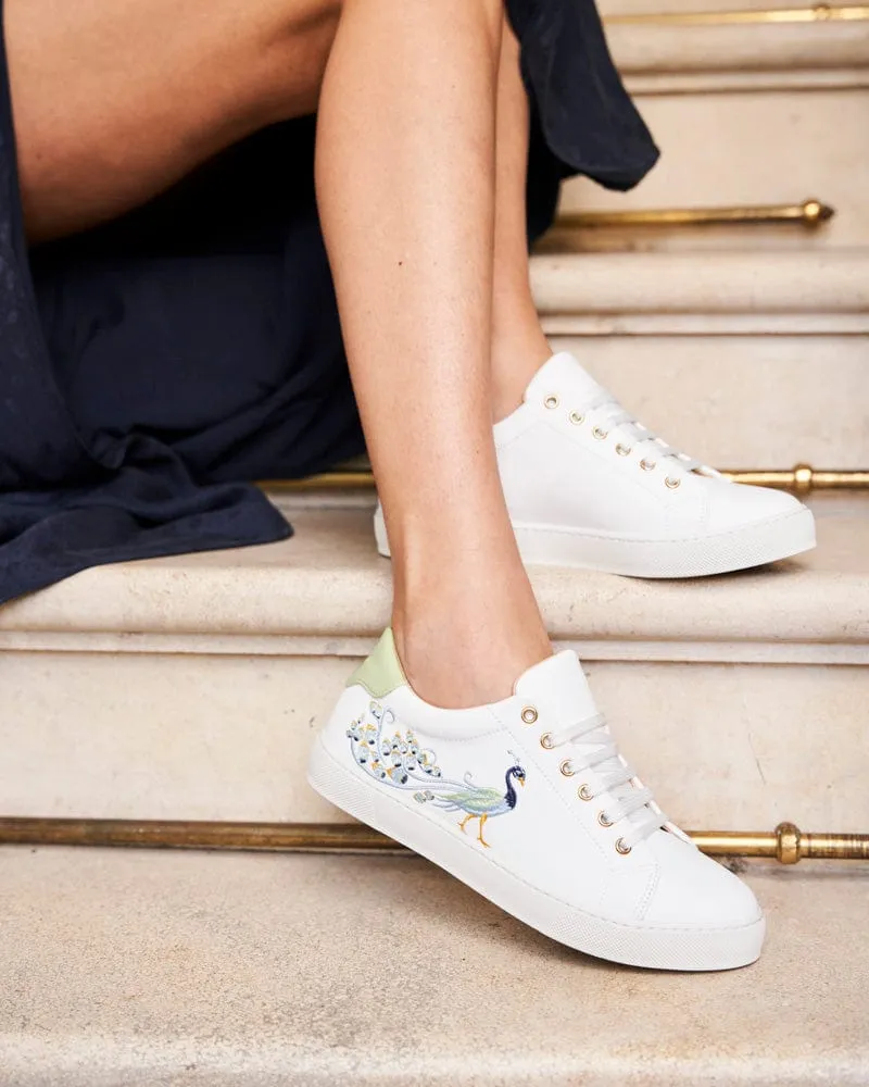 Virevolte Recycled Grain Leather Embroidered Vegan Sneakers | Peacock