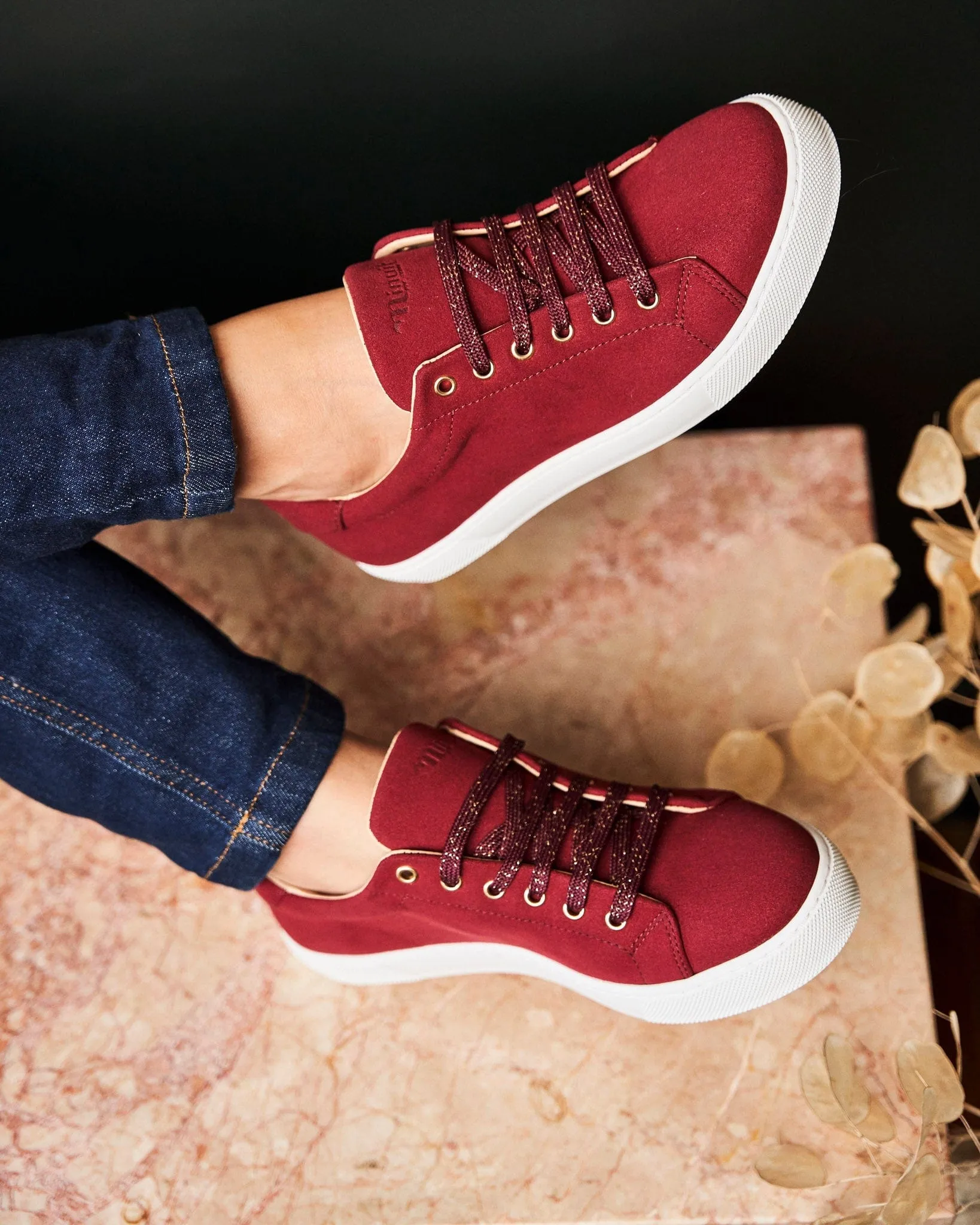 Virevolte Recycled Grain Suede Vegan Sneakers | Ruby