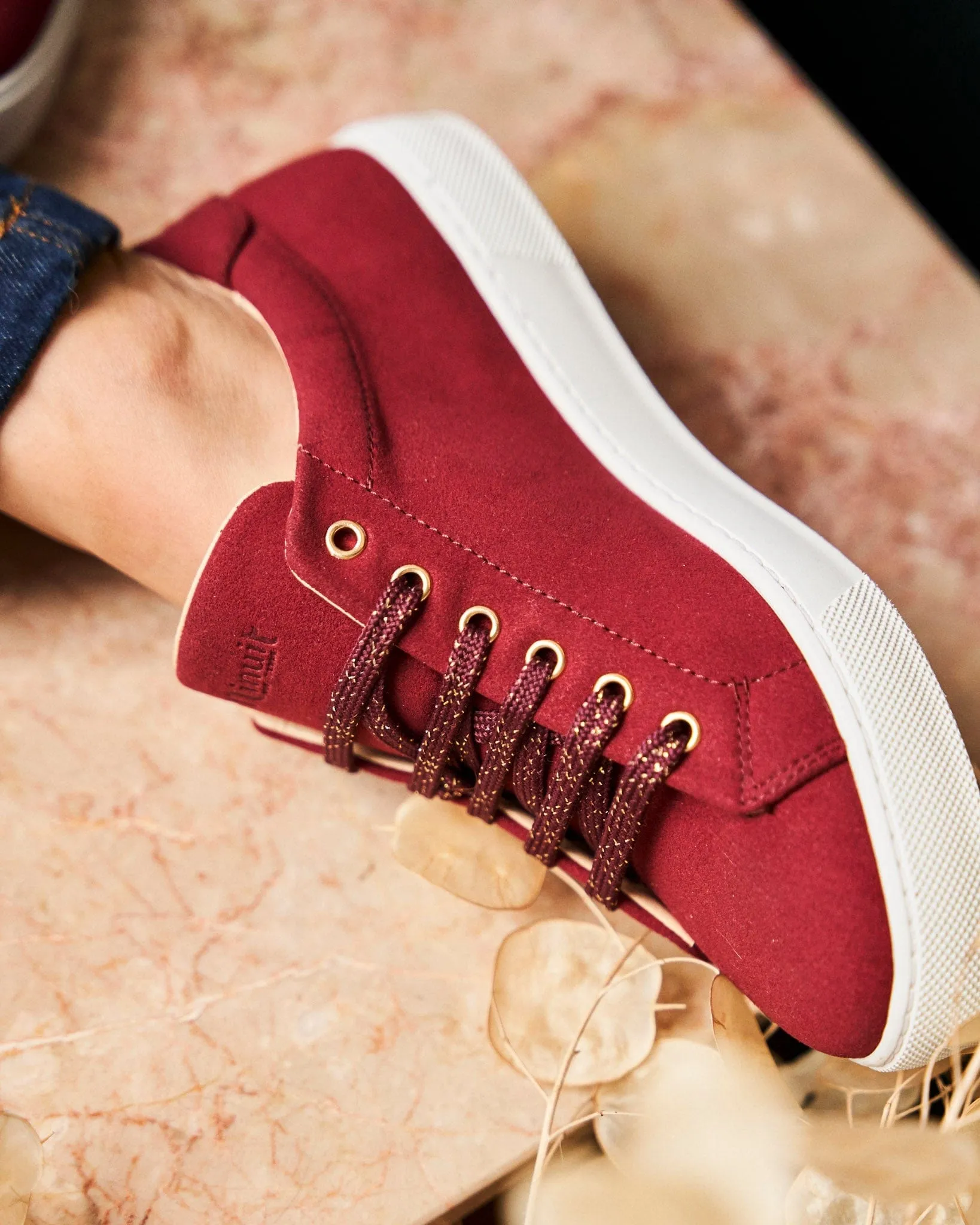 Virevolte Recycled Grain Suede Vegan Sneakers | Ruby