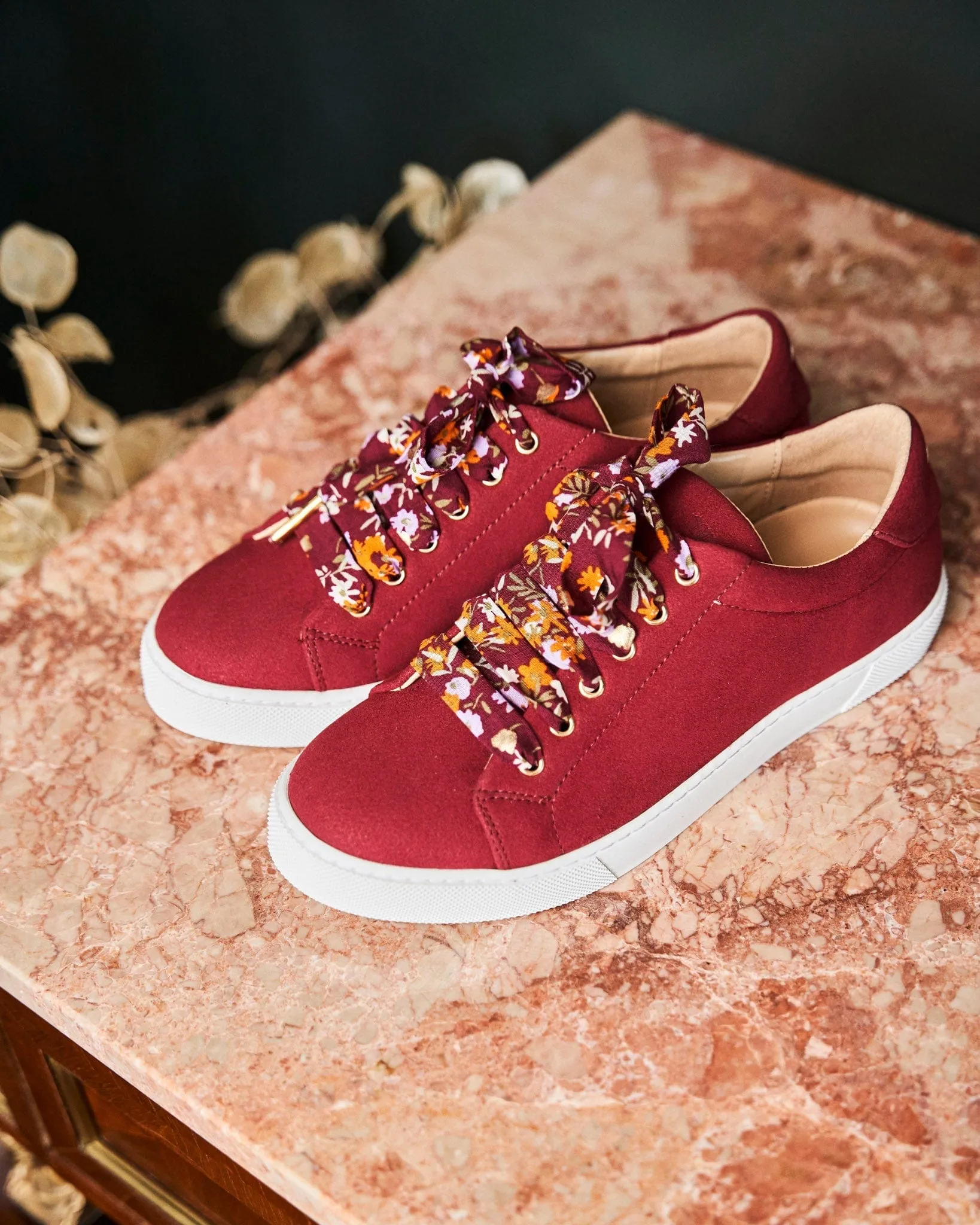 Virevolte Recycled Grain Suede Vegan Sneakers | Ruby