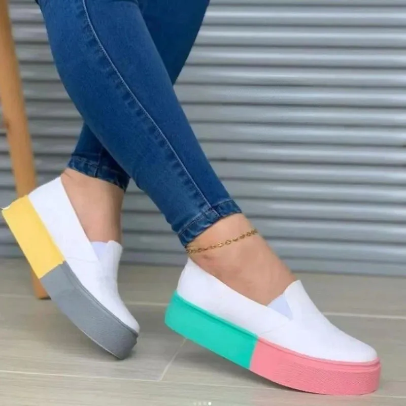 Wjczt Fashion Candy Colors Sports Shoes Female Platform Shoes Slip-on Sneakers Non slip Tennis shoes New  Women's Vulcanize Shoes