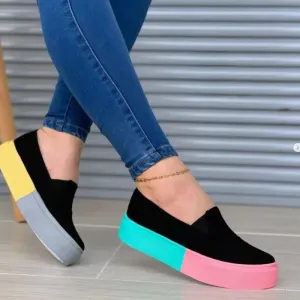 Wjczt Fashion Candy Colors Sports Shoes Female Platform Shoes Slip-on Sneakers Non slip Tennis shoes New  Women's Vulcanize Shoes