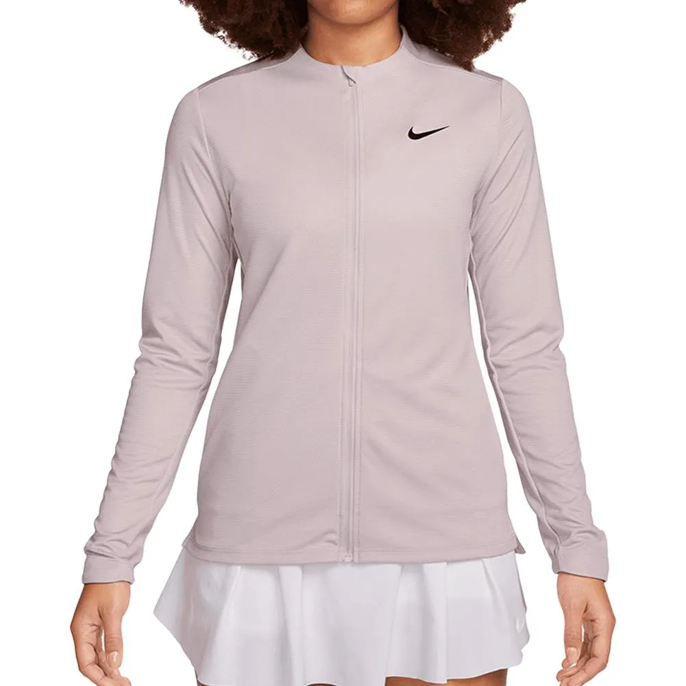 Women's Dri-Fit UV Club Full-Zip Tennis Top Platinum Violet and Black