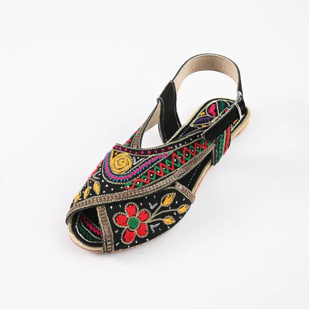 Women's Marbella Embroidered Design Peshawri Chappal