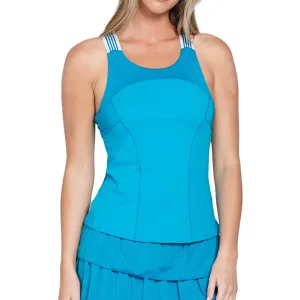 Women`s Play On Tennis Tank with Bra Caribbean Blue