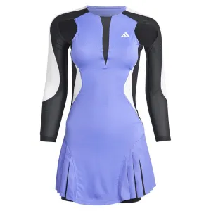 Womens Premium Aero.RDY Long Sleeve Tennis Dress Cobalt Blue and Black