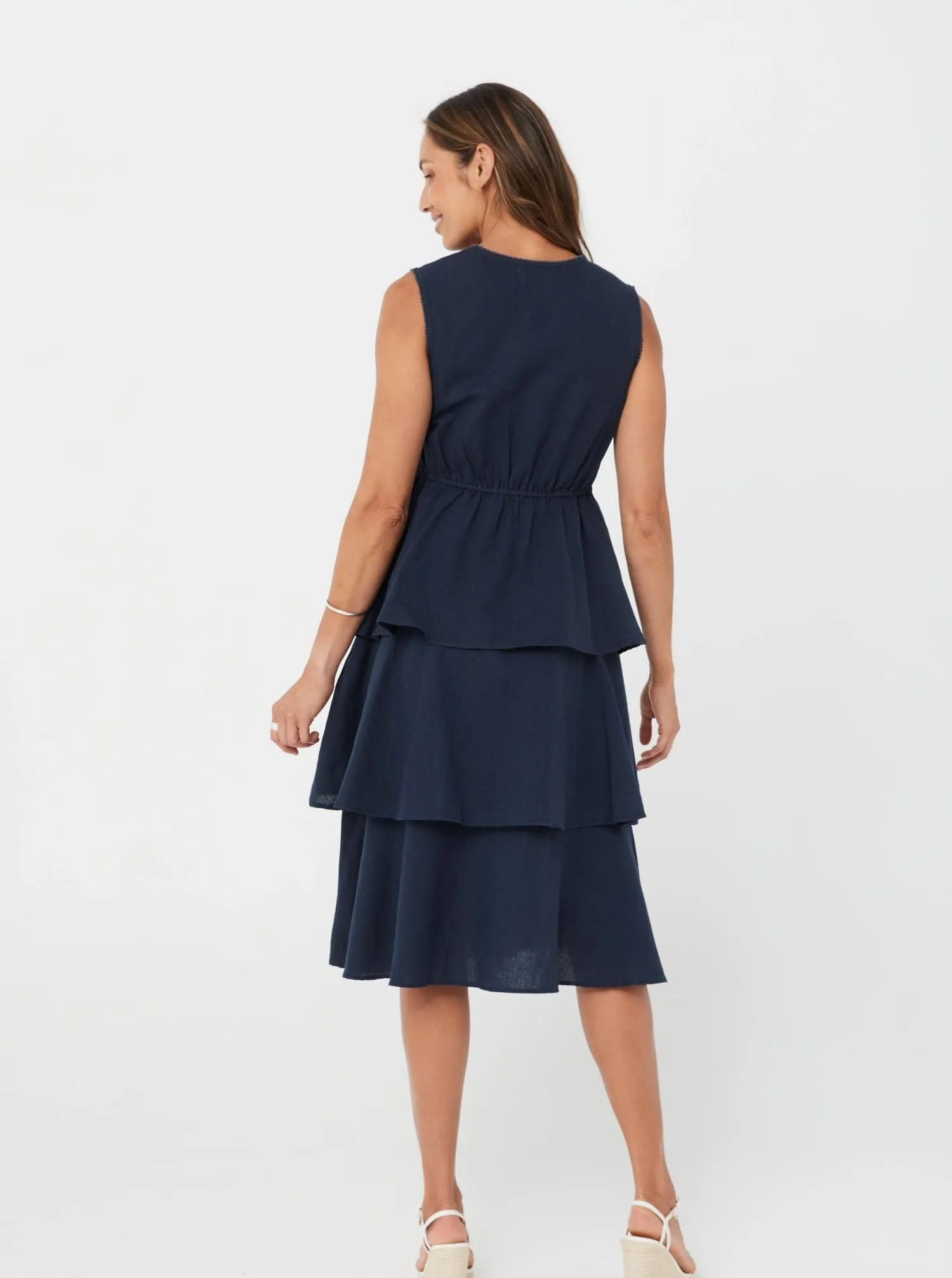 Women's Sleeveless Waistband Navy Cake Dress - Paloma Dress