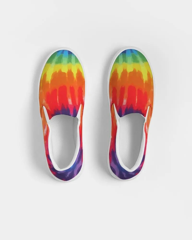 Womens Sneakers - Peace & Love Tie-dye Style Low Top Slip-on Canvas