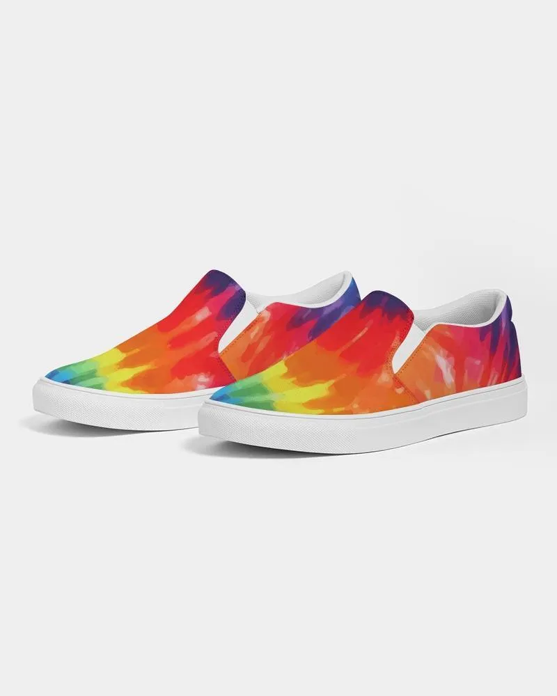 Womens Sneakers - Peace & Love Tie-dye Style Low Top Slip-on Canvas