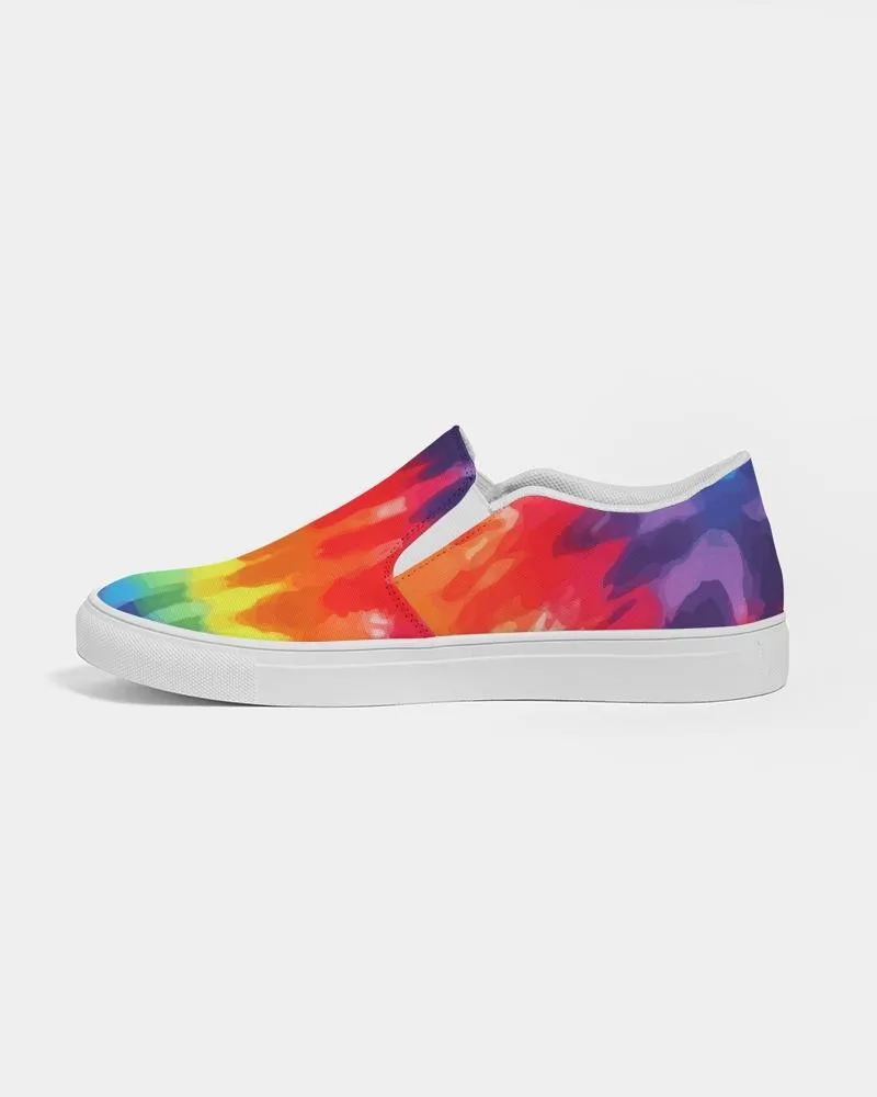 Womens Sneakers - Peace & Love Tie-dye Style Low Top Slip-on Canvas