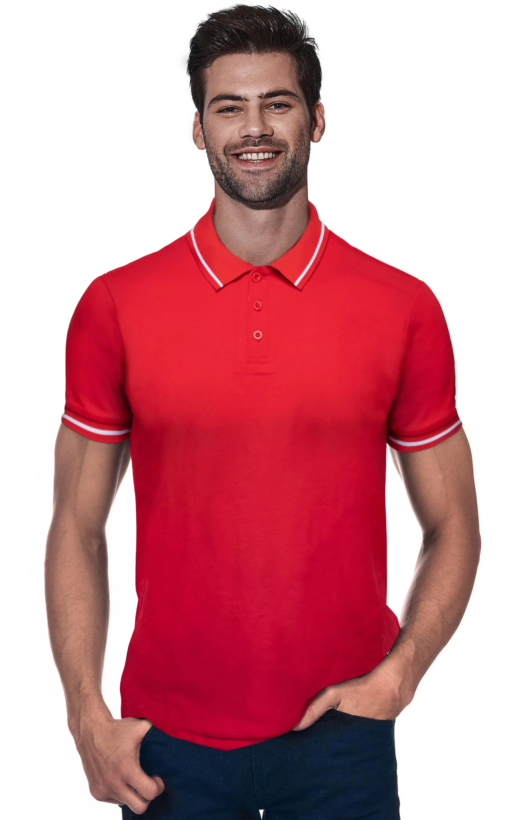 X RAY Men's Basic Short Sleeve Tipped Golf Polo Shirts