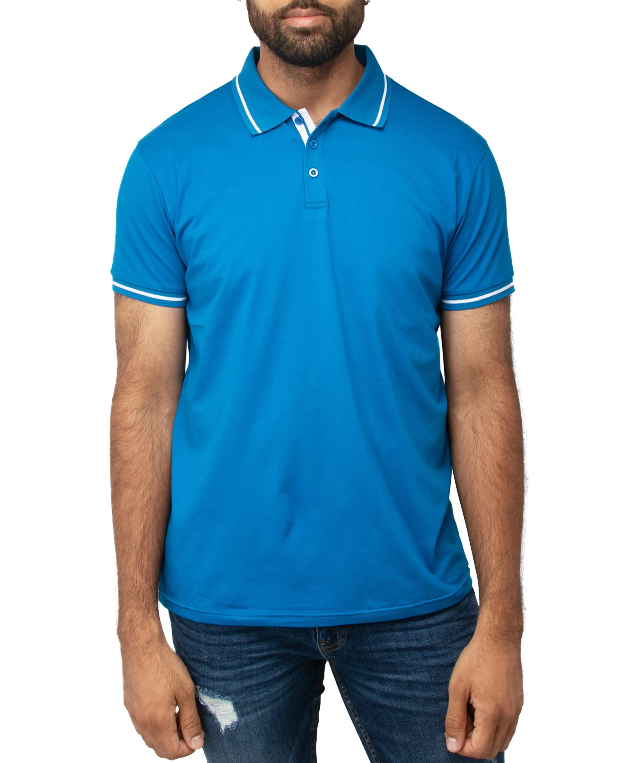 X RAY Men's Basic Short Sleeve Tipped Golf Polo Shirts