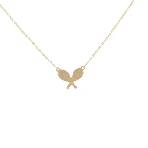 Yellow Gold Tennis Racket Necklace